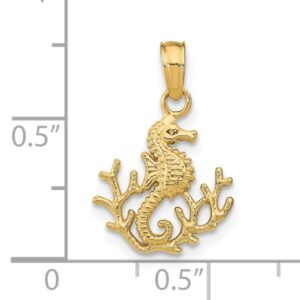 IceCarats 14K Yellow Gold Small Seahorse Necklace Charm Pendant Only