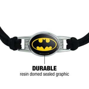 GRAPHICS & MORE Batman Classic Bat Shield Logo Novelty Suede Leather Metal Bracelet