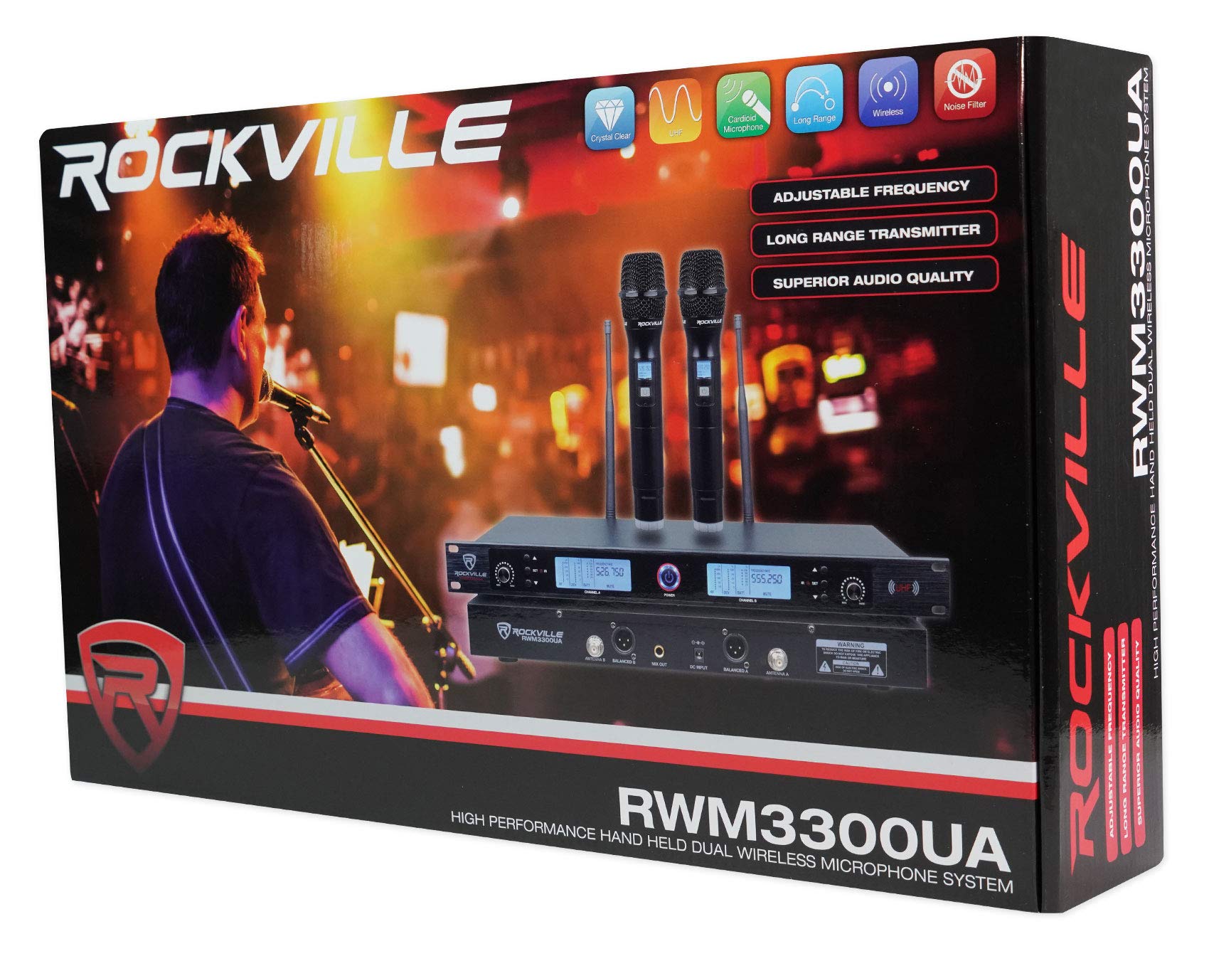 RockvilIe RWM3300UA Dual Handheld Microphones for Church Sound Systems