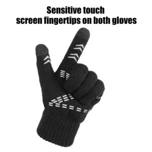 OZERO Winter Gloves Men Women Thermal Knit Touchscreen Running Texting Black