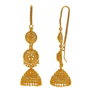 Jewel India Handmade Ethnic Bollywood Traditional Wedding Bridal Party-wear Gold Plated Indian Chain Jhumka Jhumki Designer Chandbali Earrings for Women