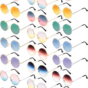 Blulu 20 Pairs Round Hippies Sunglasses John 60's Style Circle Colored Glasses