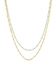 gorjana women's capri layer necklace, 18k gold plated, turquoise and golden beads