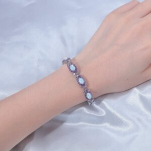 CiNily Opal Tennis Bracelets 18K White Gold Plated link Bracelets Opal Jewelry for Women