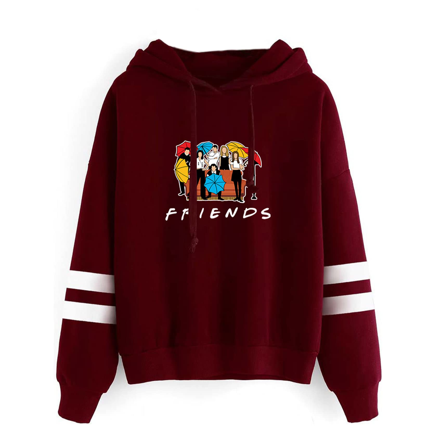 Aganmi Fashion Friend Sweatshirt Hoodie Women Graphic Hoodies Pullover Funny Hooded Sweater Tops Clothes (Wine red, M)