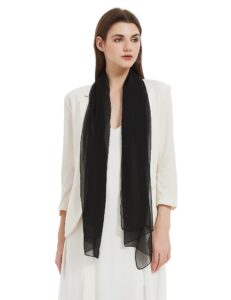 pantonight long chiffon sheer scarf for womens (065 plain black)