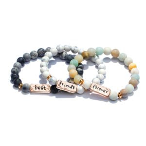 yinris 3 pcs natural volcanic stone friendship bracelets handmade beaded stretch bracelets (bra000001 (best friends forever)