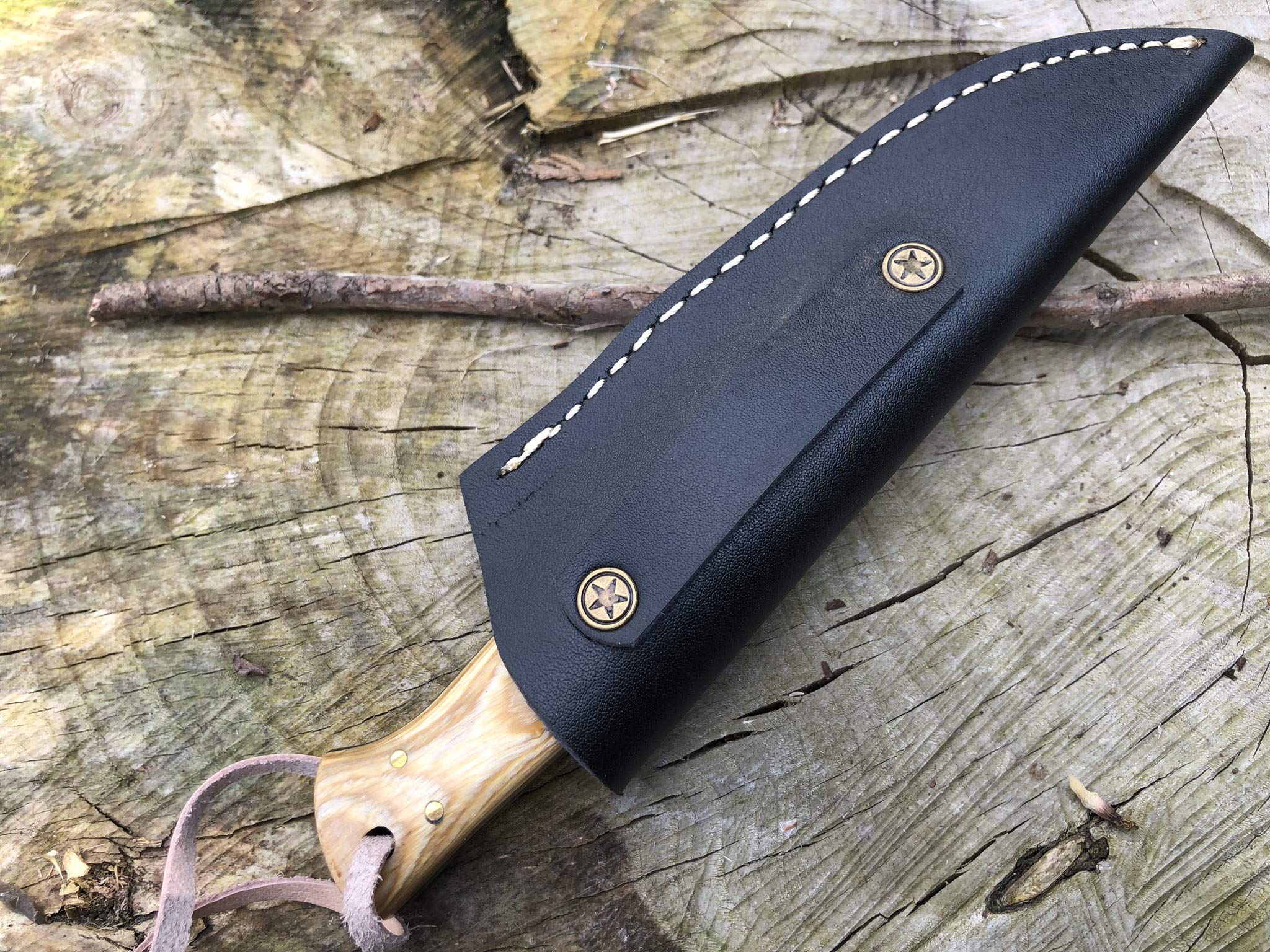 Perkin Damascus Steel Hunting Knife With Sheath Bushcraft Knife - SK1200