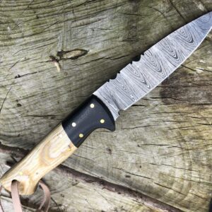 Perkin Damascus Steel Hunting Knife With Sheath Bushcraft Knife - SK1200