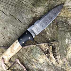 Perkin Damascus Steel Hunting Knife With Sheath Bushcraft Knife - SK1200