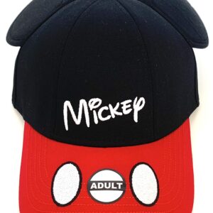 Disney Adult Mickey Mouse Ears Baseball Cap, Black Red, One Size