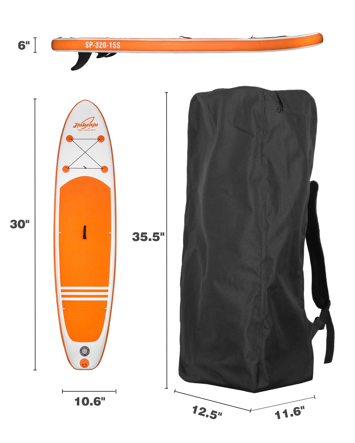 Jiubenju Inflatable Stand Up Paddle Board 10'6"/30"/6" with Premium SUP Accessories & Kayak Seat Set & Carry Bag Wide Stance, Surf Control, Non-Slip Deck, Leash, Paddle and Pump for Youth & Adult