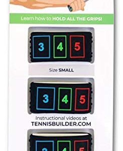 The Tennis Grip Guide by Tennisbuilder | Designed for Adults and Kids Tennis Racket | from Advanced to Beginner Tennis Players (Small, 3 Pack)