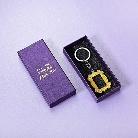 HomeWelt Frame Yellow Peephole Handmade Door Frame As Seen on Monica's Door Keychain, Great Present for Friends Fan! (Metal), Purple, Medium