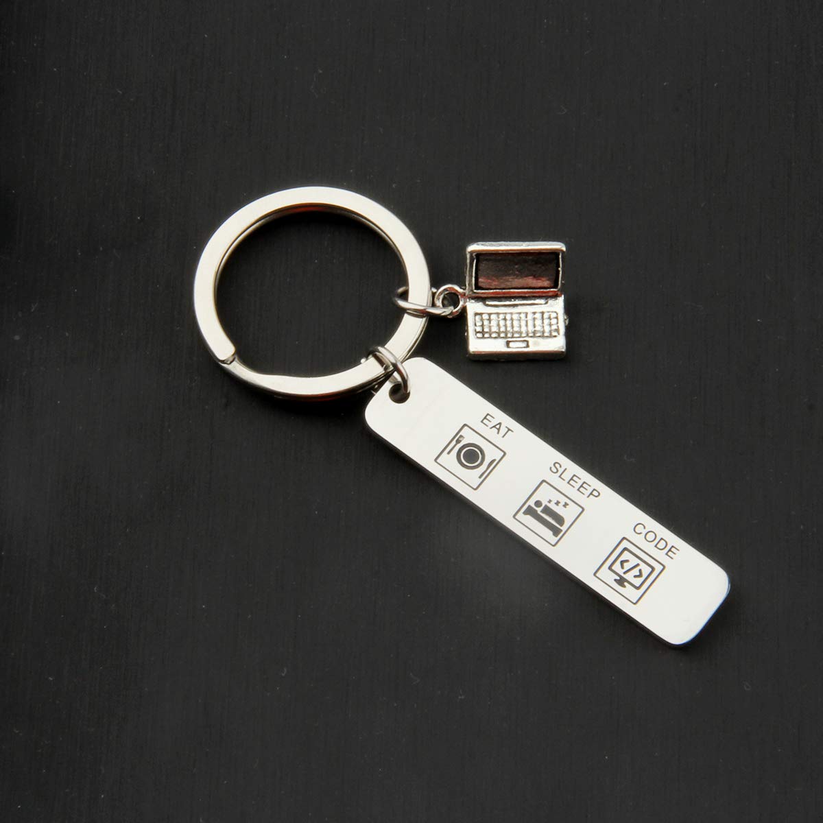 TGBJE Programmer Gift Coder Gift Eat Sleep Code Keychain Gift for Software Engineer (Coder Keychain)