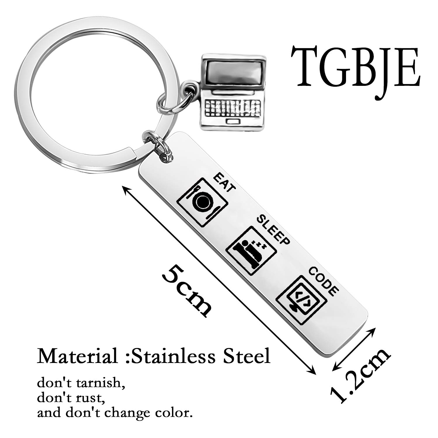 TGBJE Programmer Gift Coder Gift Eat Sleep Code Keychain Gift for Software Engineer (Coder Keychain)