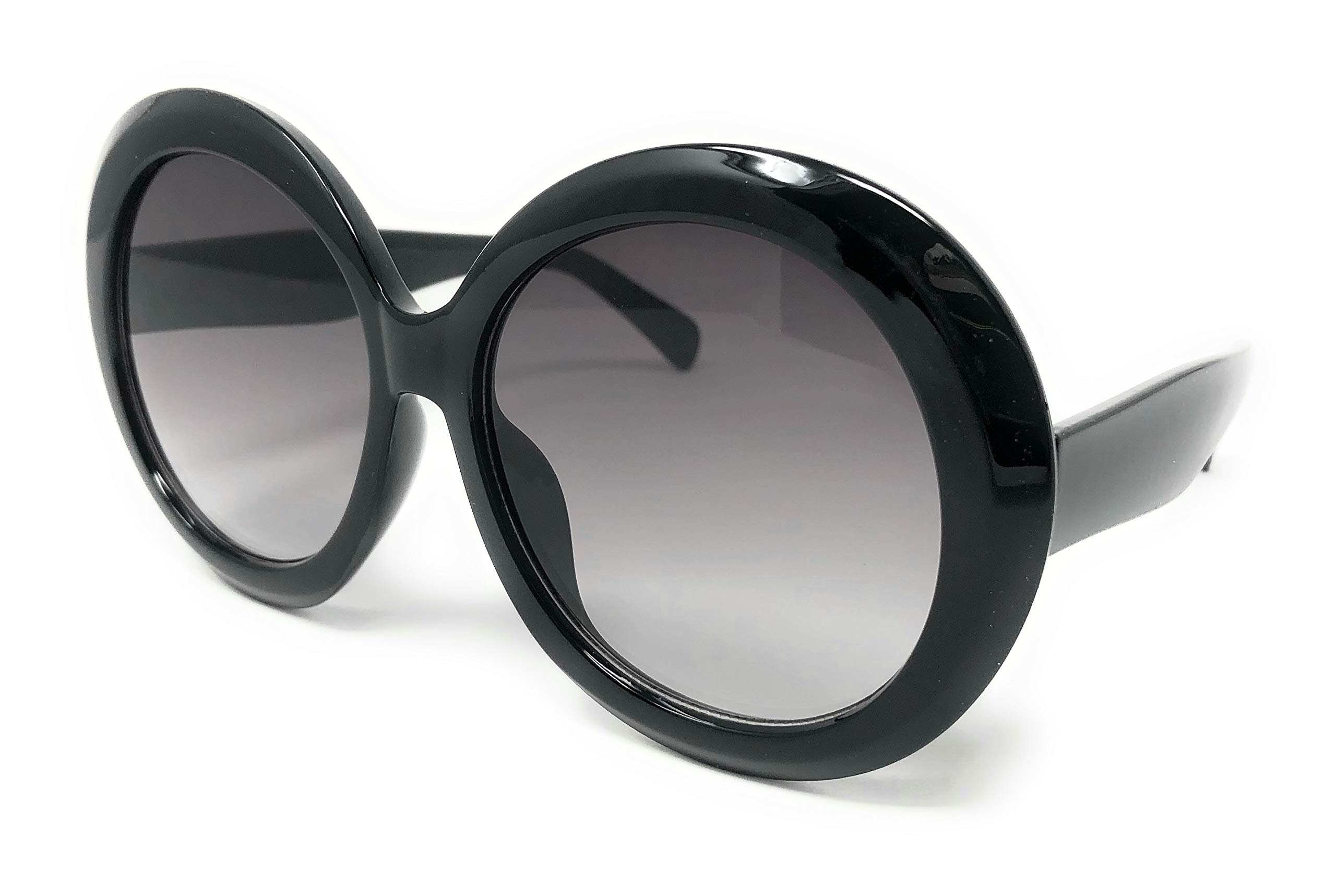 My Shades - Women's Oversize XL Circle Thick Frame Sunglasses Designer Inspired (Black, Gradient Smoke)