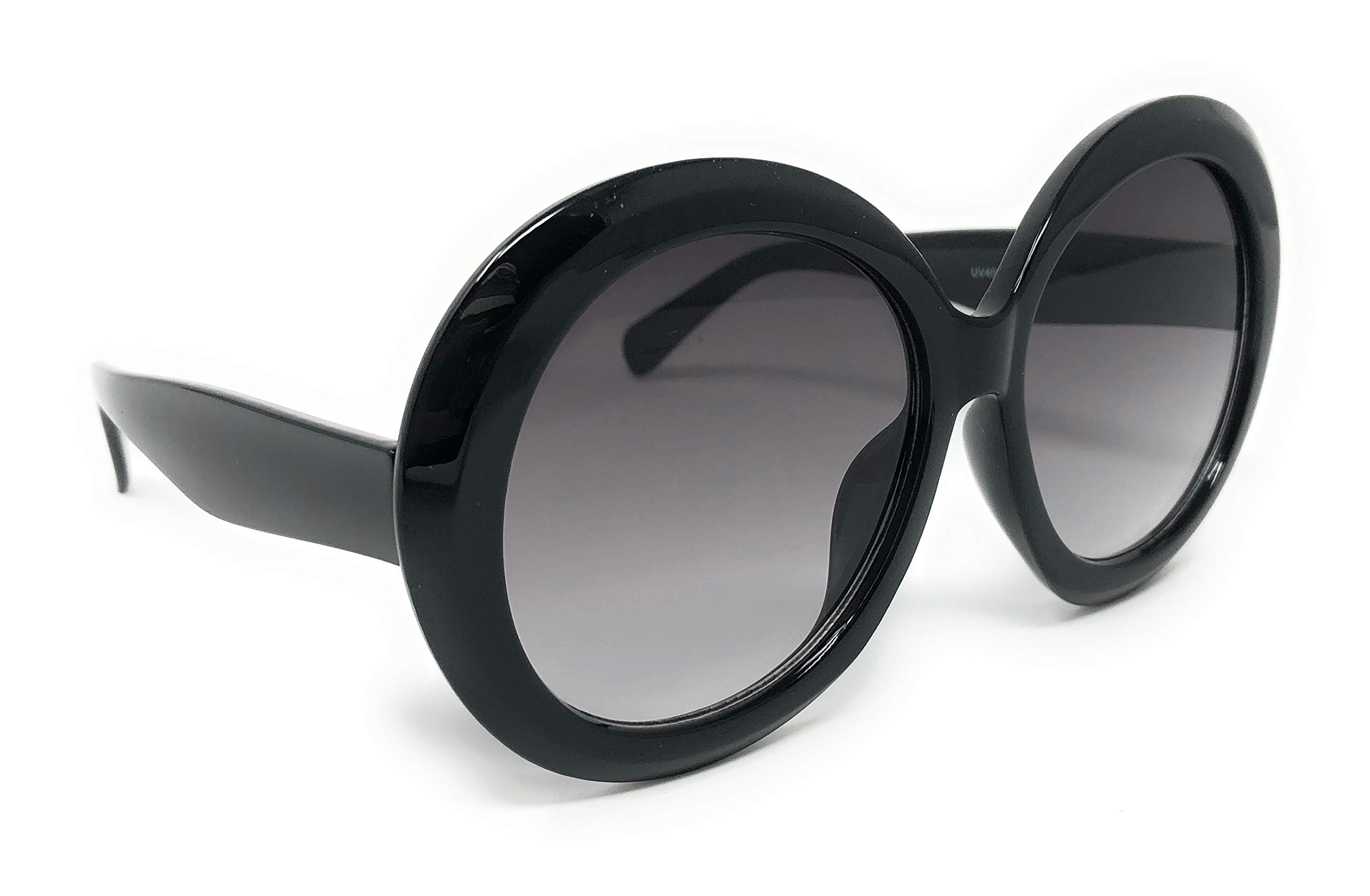 My Shades - Women's Oversize XL Circle Thick Frame Sunglasses Designer Inspired (Black, Gradient Smoke)