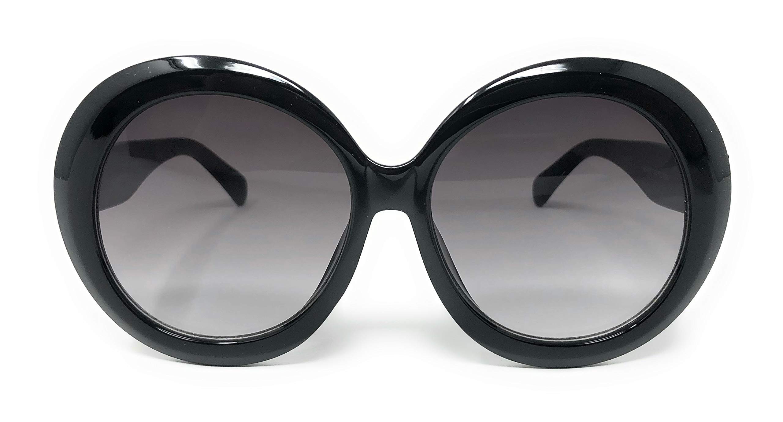 My Shades - Women's Oversize XL Circle Thick Frame Sunglasses Designer Inspired (Black, Gradient Smoke)