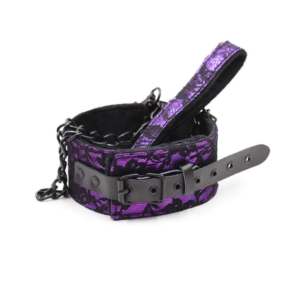 Kanasi Lace Choker PU Leather Collar Choker and Leash for Women Girls (Purple)