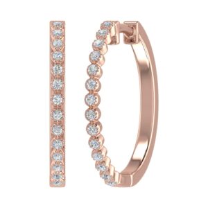 10k rose gold bezel set diamond hoop earrings (i2-i3 clarity, 1/4 carat)