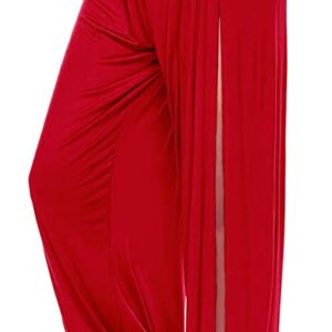 ARJOSA Women's Side Slit Harem Yoga Pants Split Wide Leg Lounge Beach Pants Pajama Bottoms (Large, Red)