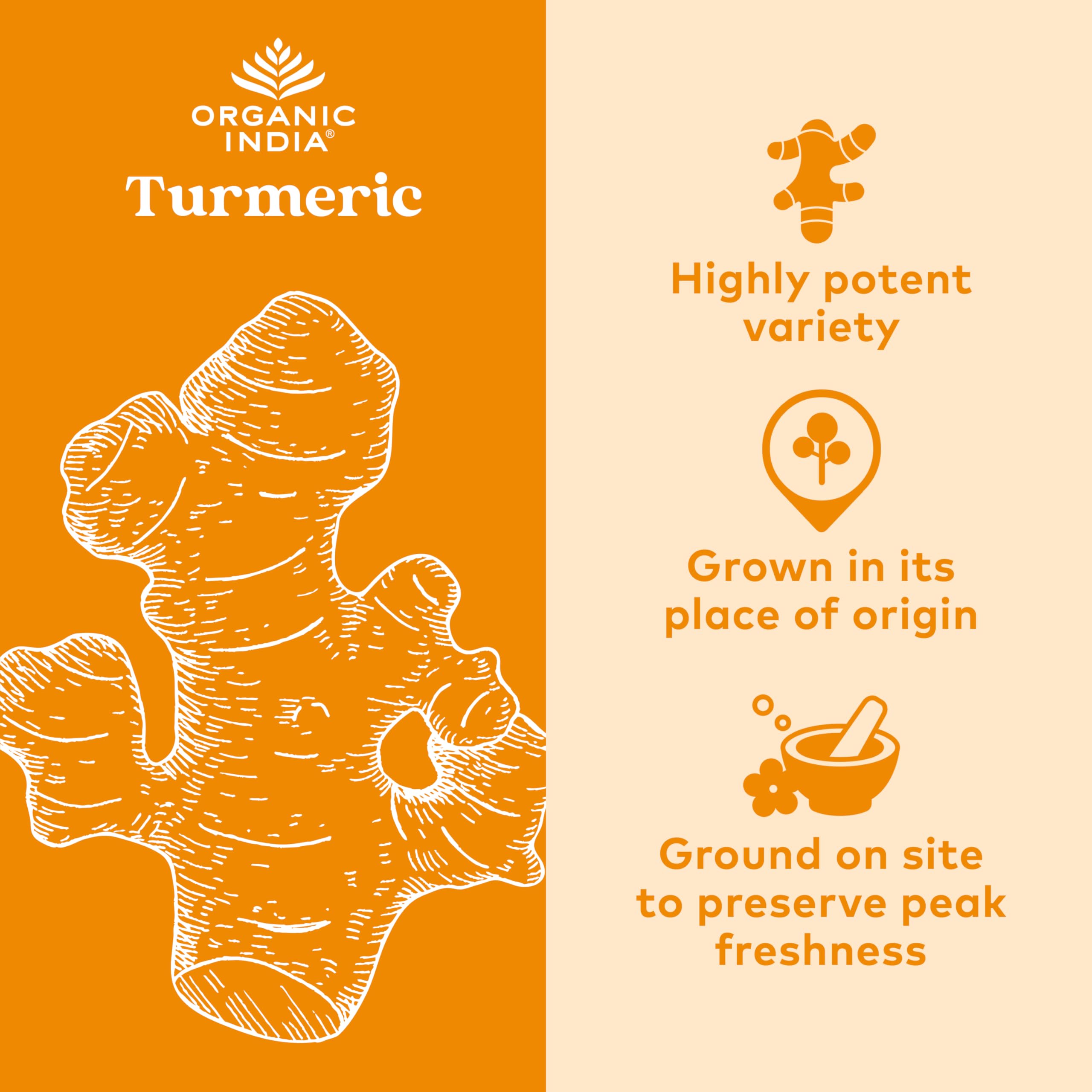 ORGANIC INDIA Turmeric Curcumin with Black Pepper - Organic Turmeric Supplement and Curcumin Supplement, Turmeric Capsules, Joint Support & Immune Support, Whole Root, Trikatu - 90 Capsules, 2 Pack