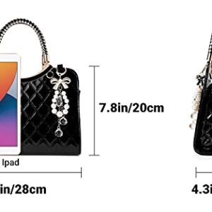 TIBES Shiny Patent Leather Women Purses Satchel Handbags Ladies Fashion Top Handle Handbags Crossbody Shoulder Bags