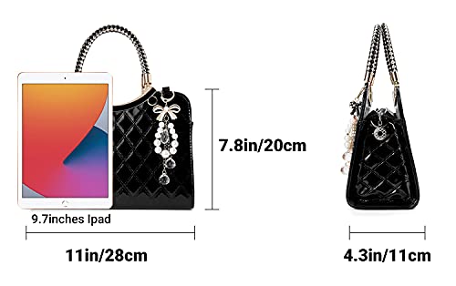 TIBES Shiny Patent Leather Women Purses Satchel Handbags Ladies Fashion Top Handle Handbags Crossbody Shoulder Bags