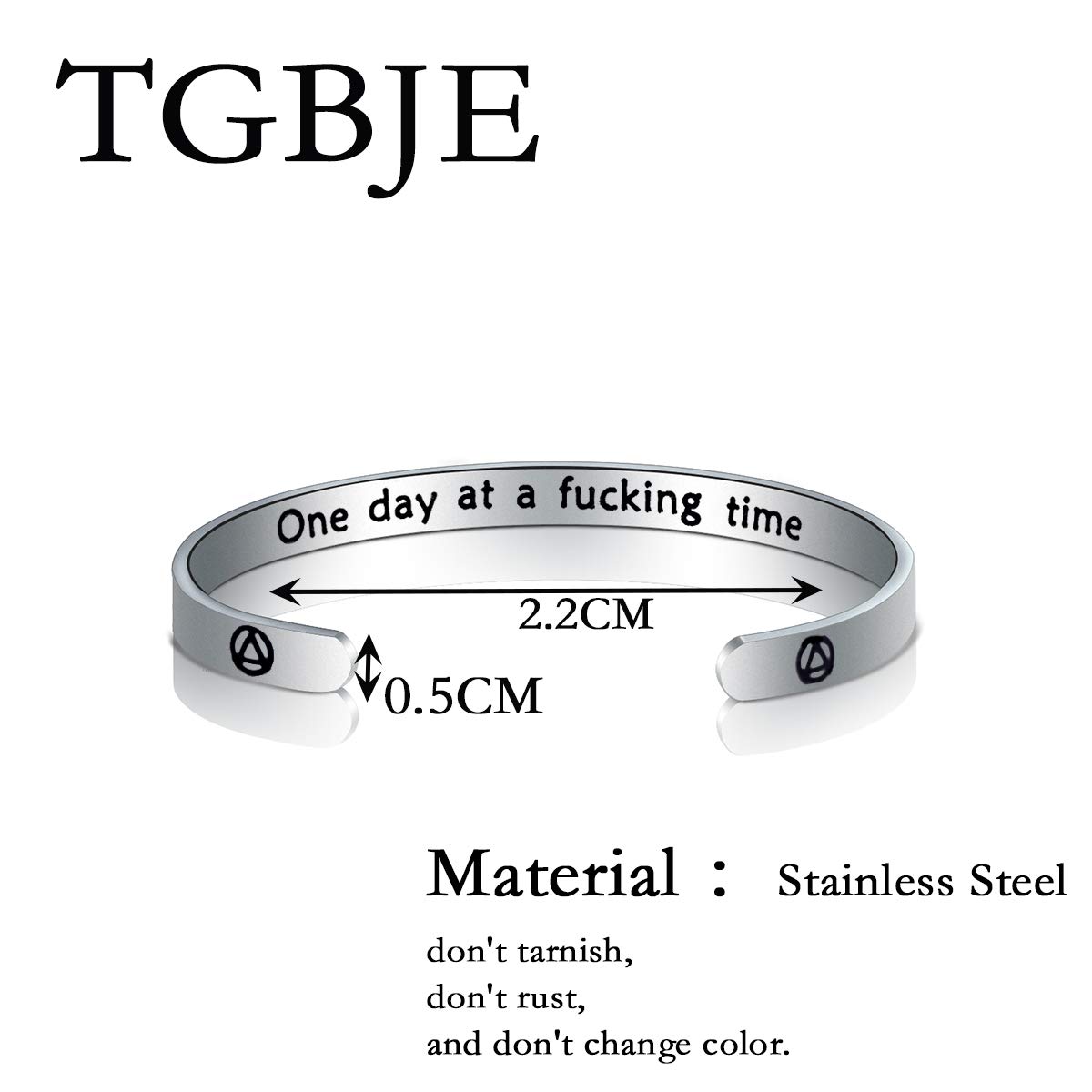 TGBJE One Day At A Time Bracelet Sobriety Gift Addiction Recovery Gift AA Bracelet NA Gift (Sobriety Gift)