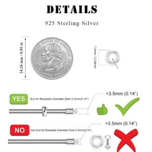 4pcs Sterling Silver Charm Stoppers Fit Pandora Charms Bracelet Bangle (Silver-4pcs)