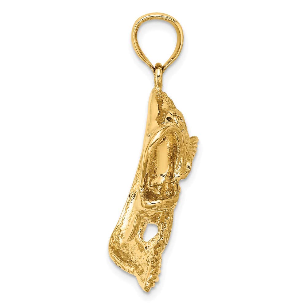 FB JEWELS 14K Yellow Gold Bass Fish Jumping 2D Pendant