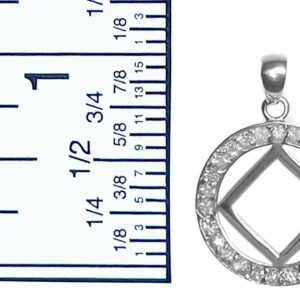 Narcotics Anonymous (NA) Symbol - Sterling Silver Pendant, NA Symbol in a Circle of 26 CZ's, Medium Size