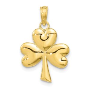 FB JEWELS 10K Yellow Gold 3 Leaf Clover High Polish and 2D Pendant