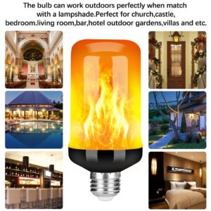 LED Flame Effect Fire Light Bulb - Upgraded 4 Modes Flickering Fire Halloween Lights Decorations - E26 Base Flame Bulb with Upside Down Effect (Black 4 Pack)