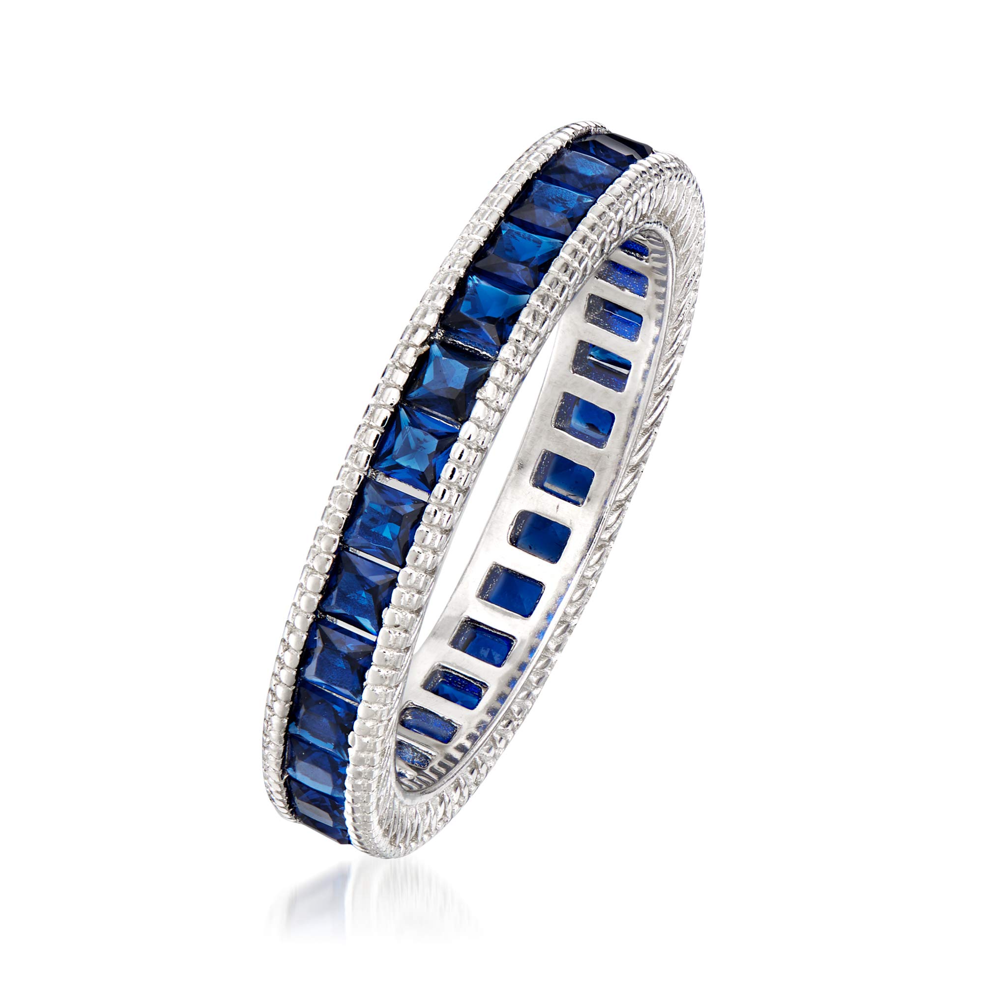 Ross-Simons 1.40 ct. t.w. Simulated Sapphire Eternity Band in Sterling Silver. Size 7