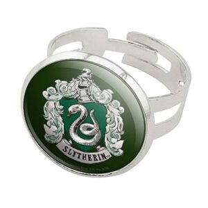 graphics & more harry potter slytherin painted crest silver plated adjustable novelty ring