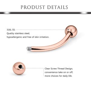 Hoeudjo 48PCS 16G Surgical Steel Snake Eyes Tongue Ring Curved Barbell Nipplerings Nipple Rings Piercing Jewelry for Women Men 16mm 5/8 Inch Silver-tone Rose Gold Black