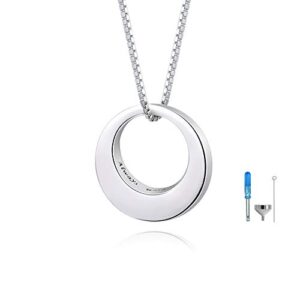 BEILIN Sterling Silver Circle of Life Eternity Memorial Urn Necklace Always with me Cremation Jewelry Pendant Necklaces for ashes (Silver)