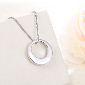 BEILIN Sterling Silver Circle of Life Eternity Memorial Urn Necklace Always with me Cremation Jewelry Pendant Necklaces for ashes (Silver)