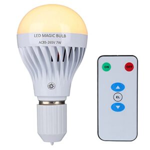 bsod led magic bulb, 7w warm white emergency light with remote controller and rechargeable built-in battery e26 lamp for home indoor power outages lighting (warm white)