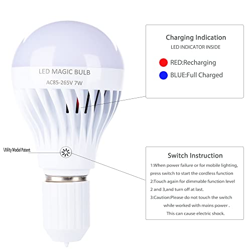 BSOD LED Magic Bulb, 7W Warm White Emergency Light with Remote Controller and Rechargeable Built-in Battery E26 Lamp for Home Indoor Power Outages Lighting (Warm White)