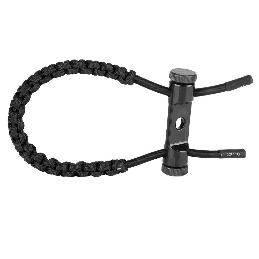 Bow Wrist Sling, 1Pc Archery Adjustable Compound Wrist Rope Durable Leather Braided Cord Rope Hunting Accessory (Black)