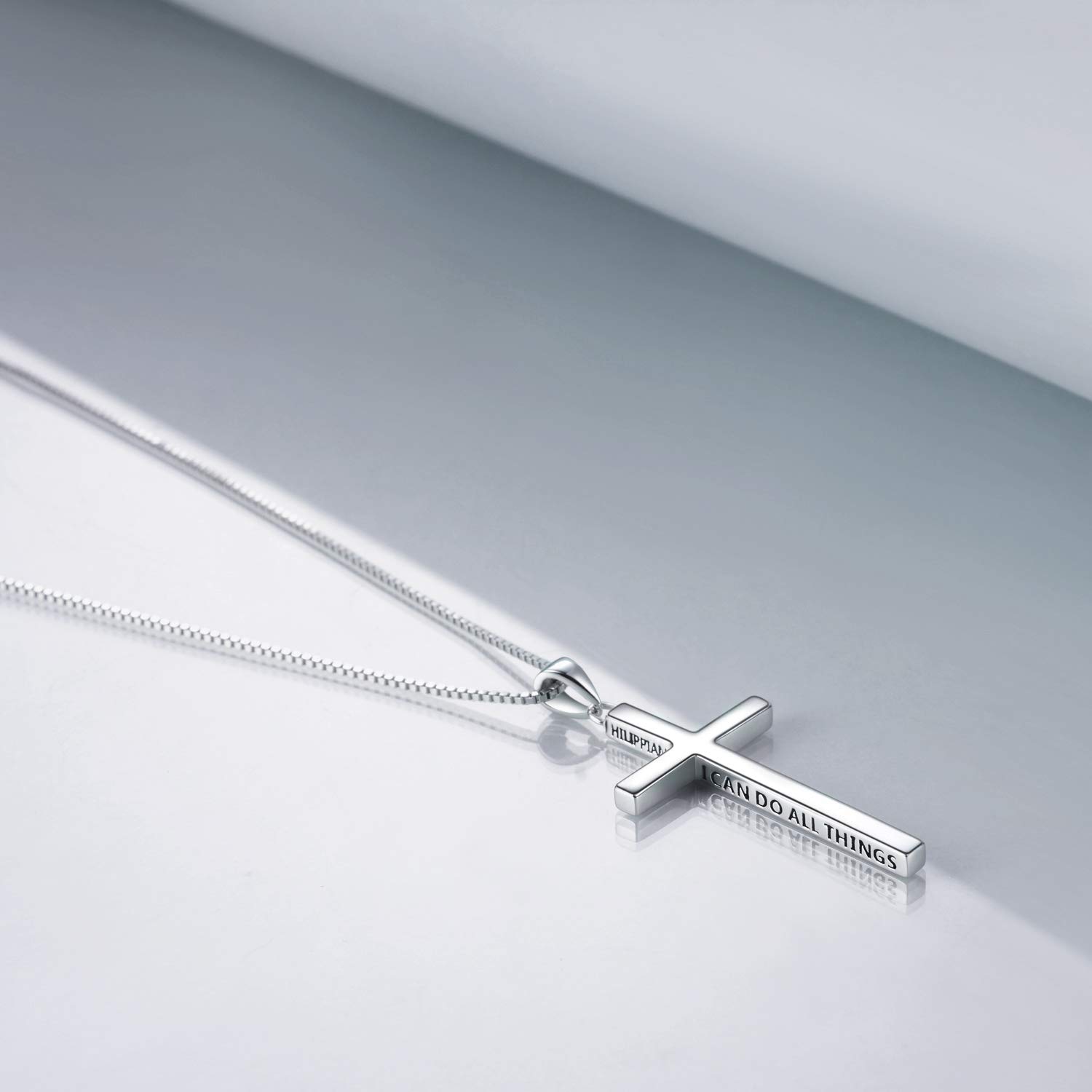 POPLYKE Cross Necklace for Women 925 Sterling Silver Cross Necklace for Men I Can Do All The Things Inspirational Necklace Jewelry Birthday Gifts 20+2''