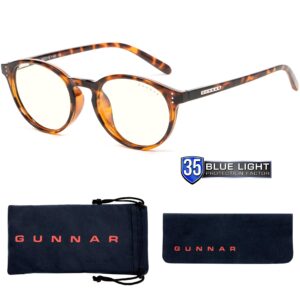 GUNNAR - Premium Reading Glasses - Blocks 65% Blue Light - Attaché, Tortoise, Amber Tint, Pwr +2.5