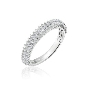 SOLIDSILVER- Sterling Silver Crystal Clear CZ Cluster Eternity Band Ring | Sizes 7