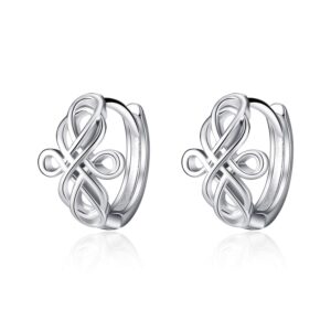 WINNNICACA Celtic Knot Earrings 925 Sterling Silver Infinity Cross Huggie Hoop Earrings for Women Good Luck Celtic Jewelry Irish Gifts for Women Her Daughter Friend Birthday Gifts