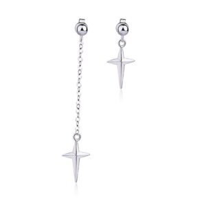 hzjcc asymmetric cross drop earring for women men white gold plated chain long earring geometry jewelry