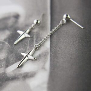 HZJCC Asymmetric Cross drop earring for women men White gold plated chain long earring geometry jewelry