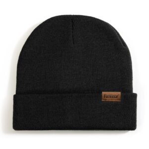 Beanie for Men Winter Thermal Cuffed Knit Hat Warm Gifts Womens Beanies Black